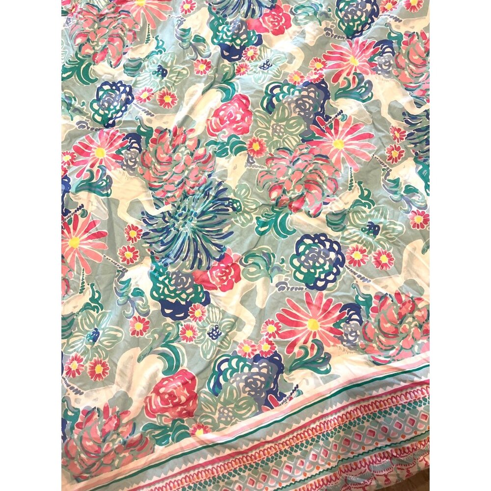 Pottery Barn Lilly Pulitzer Floral Unicorns in Bloom Preppy Full Size Comforter